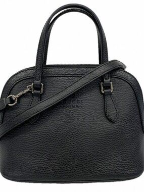 Gucci Handbag Leather Black Silver 2-Way Bag